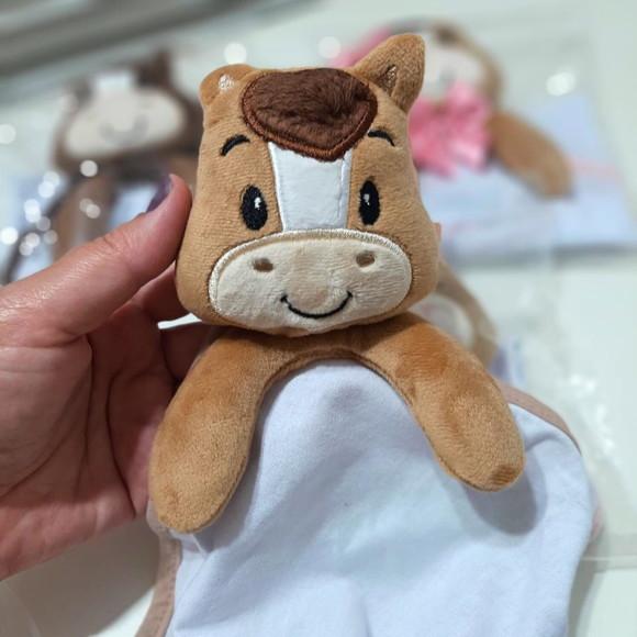 Naninha para Bebê Cavalinho com Prendedor de Chupeta Algodão
