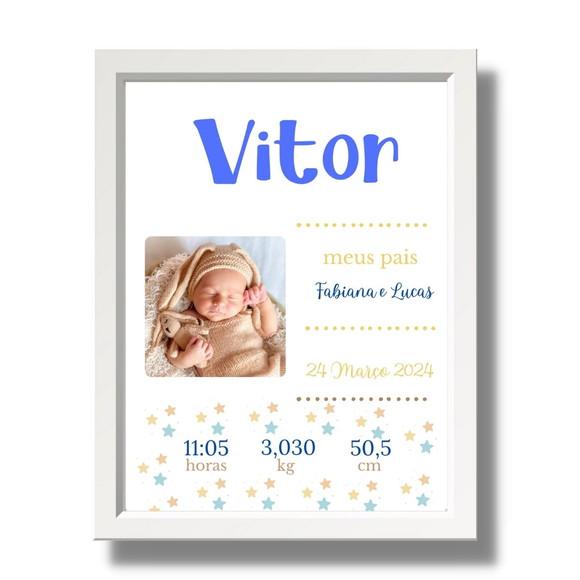 Nascimento Quadro Bebe Azul para Editar Quarto Menino 33x43