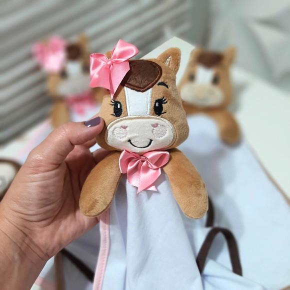 Naninha de Bebe Menina Cavalinho Algodão Prendedor Chupeta