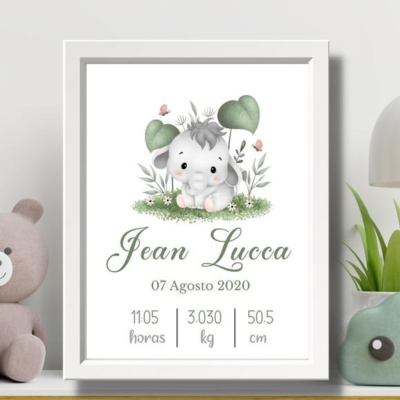 Nascimento Quadro Quarto de Bebe Azul Menino 33x43 com Vidro