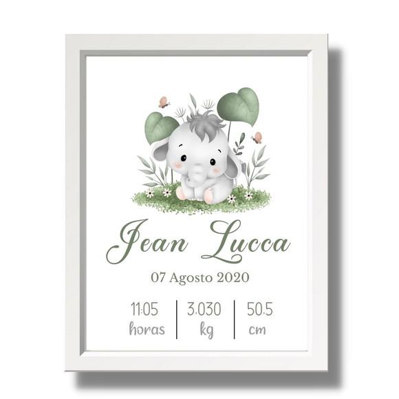 Nascimento Quadro Quarto de Bebe Azul Menino 33x43 com Vidro