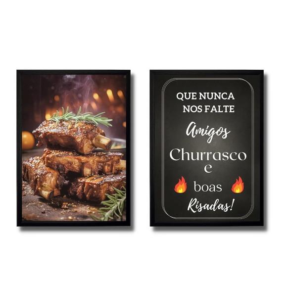 Quadrinhos Area de Churrasco Moderna Moldura 30x40 com Vidro