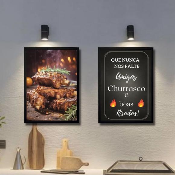 Quadrinhos Area de Churrasco Moderna Moldura 30x40 com Vidro