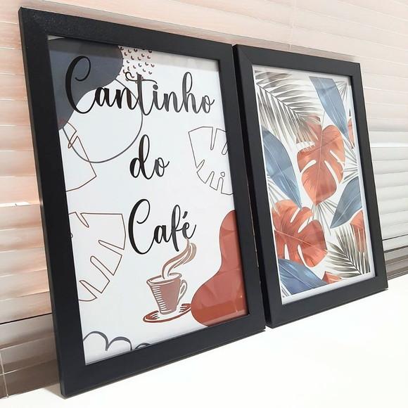Quadrinhos Cantinho do Café Moderno 2 Peças Moldura 23x33 cm