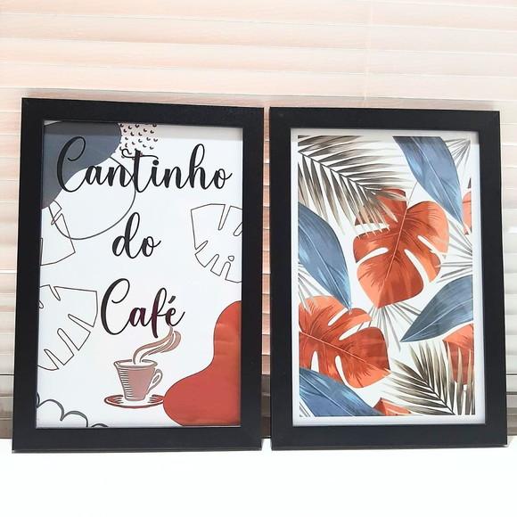 Quadrinhos Cantinho do Café Moderno 2 Peças Moldura 23x33 cm