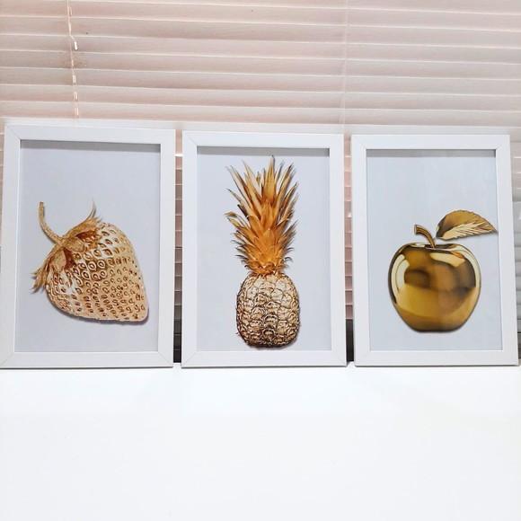 Quadrinhos Decorativos para Cozinha 3 Peças c/ Vidro 23x33cm