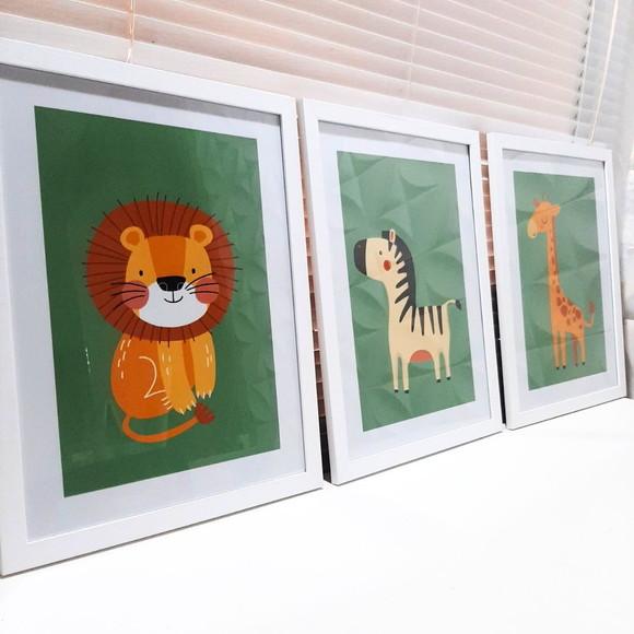 Quadrinhos Decorativos Quarto de Menino Safari 33x43 cm