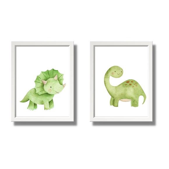 Quadrinhos Dino Baby Moldura Branca com Vidro 23x33 cm