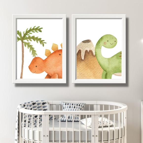 Quadrinhos Dino para Quarto de Bebe Moldura com Vidro 23x33