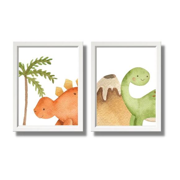 Quadrinhos Dino para Quarto de Bebe Moldura com Vidro 23x33