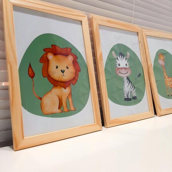 Quadrinhos do Safari Leazinho Quarto Infantil Verde 23x33 cm