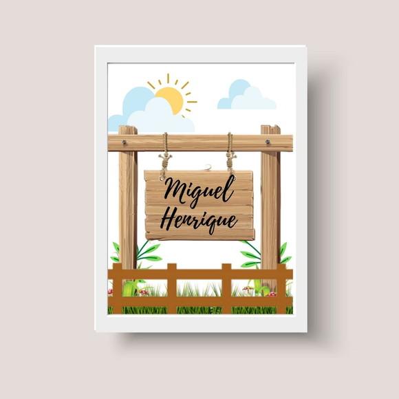 Quadrinhos Fazendinha Personalizado 20x30cm Moldura c/ Vidro