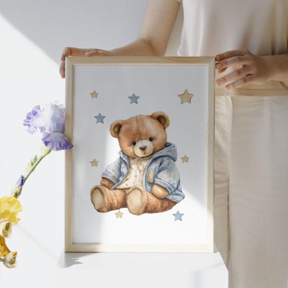 Quadrinhos para Quarto Bebê Masculino Urso Personalizado