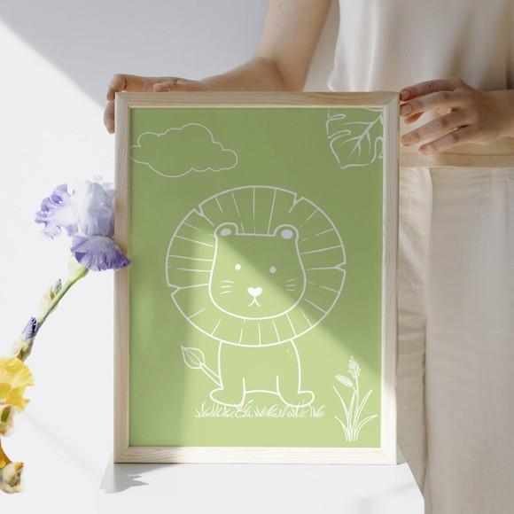 Quadrinhos para Quarto de Menina Animais Moderno 23x33 cm