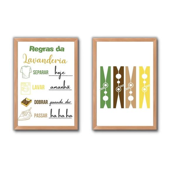 Quadrinhos Regras da Lavanderia com Moldura e Vidro 30x40cm