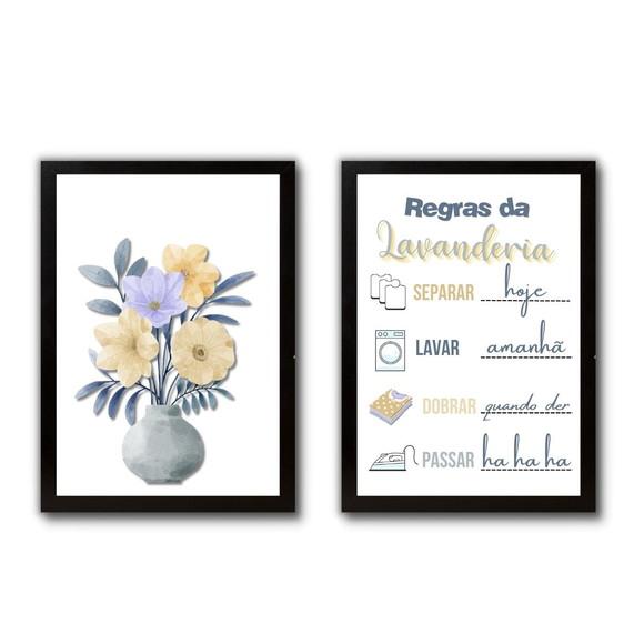 quadrinhos regras da lavanderia decorativo c/ moldura 30x40