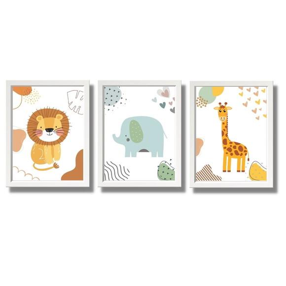 Quadrinhos Safari Quarto Infantil Moldura com Vidro 23x33 cm
