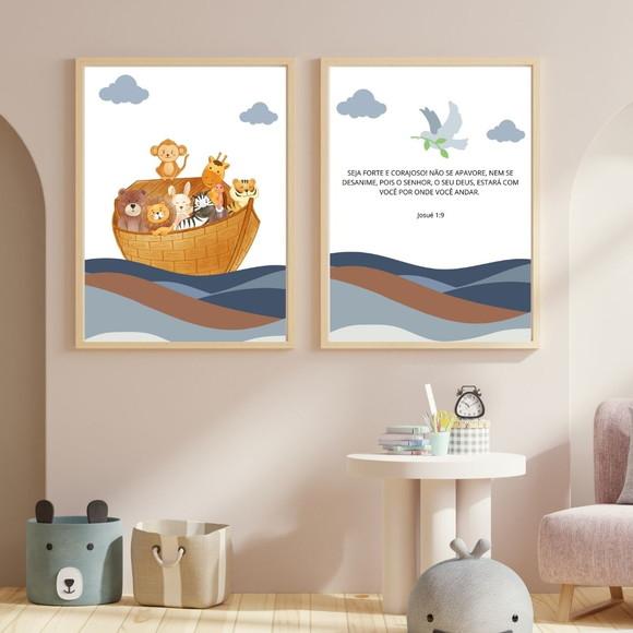 Quadro Arca de Noé Infantil | Moldura com Proteção de Vidro