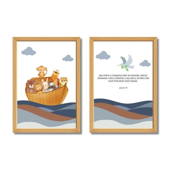 Quadro Arca de Noé Infantil | Moldura com Proteção de Vidro