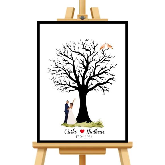 Quadro Árvore de Casamento Moldura+vidro+carimbeira 33x43 cm