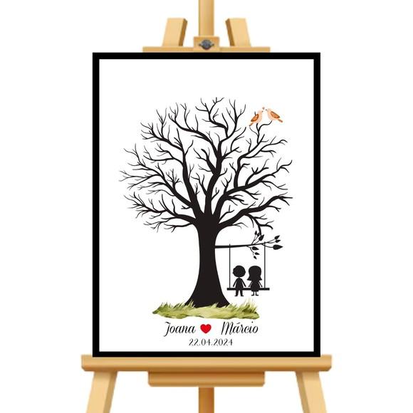 Quadro Assinatura Digital Casamento Moldura+vidro+carimbeira