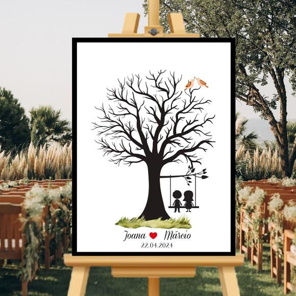 Quadro Assinatura Digital Casamento Moldura+vidro+carimbeira