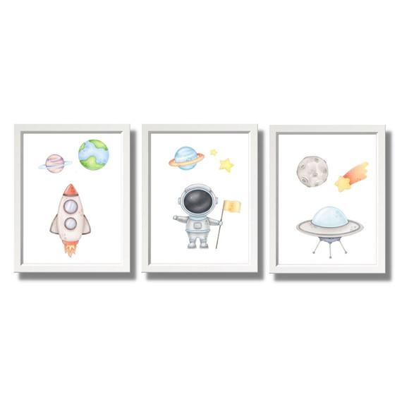Quadro Astronauta Aquarela Quarto Infantil Menino 20x30 cm