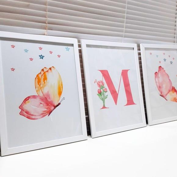 Quadro Borboleta Quarto Infantil Menina Personalizado 33x43