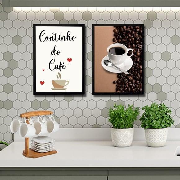 Quadro Cantinho do Café 20x30cm Kit com Moldura e Vidro