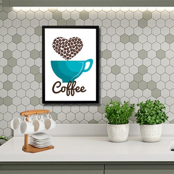 Quadro Cantinho do Café Azul Aparador 30x40 Moldura/vidro