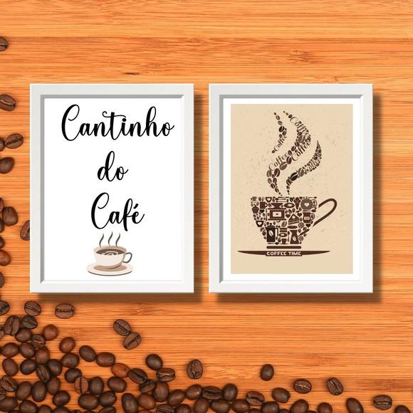 quadro cantinho do café frases amor 20x30 com moldura e vidr