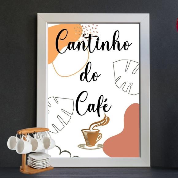 quadro cantinho do café frases 30x40 moldura com vidro
