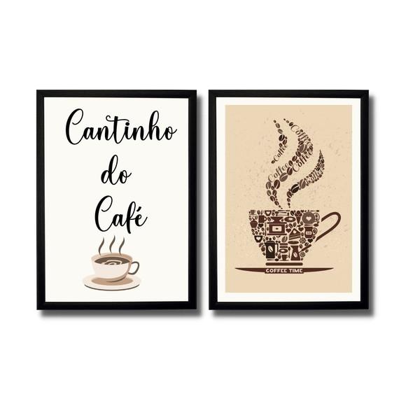 quadro cantinho do café frases amor 20x30 com moldura e vidr