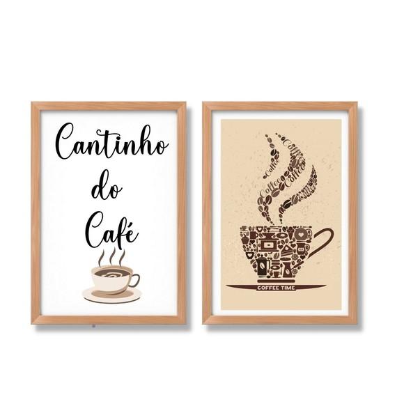quadro cantinho do café frases amor 20x30 com moldura e vidr