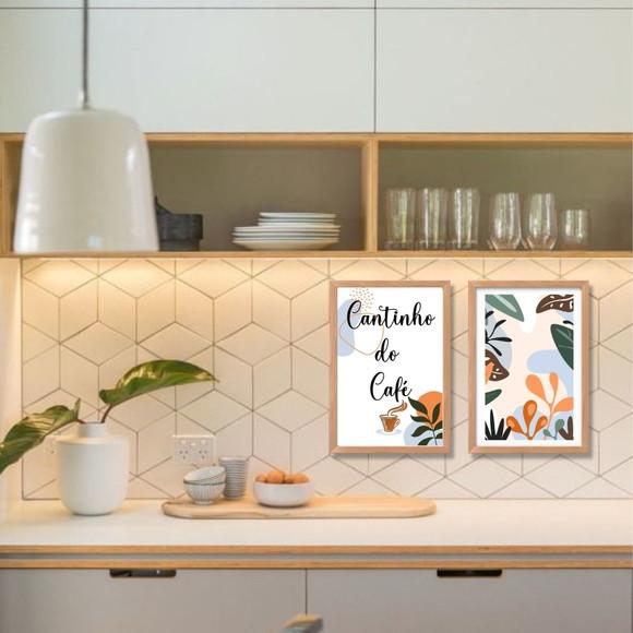 Quadro Cantinho do Café Kit 20x30 com Moldura e Vidro