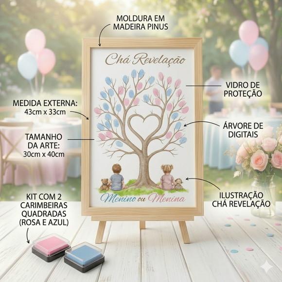 Quadro Chá Revelação Assinatura de Digitais com Carimbeiras