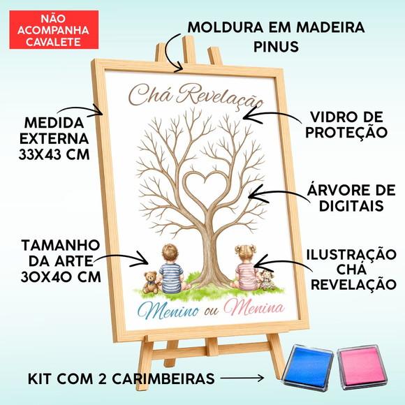 Quadro Chá Revelação Digitais Menino Menina Bebês Rosa Azul