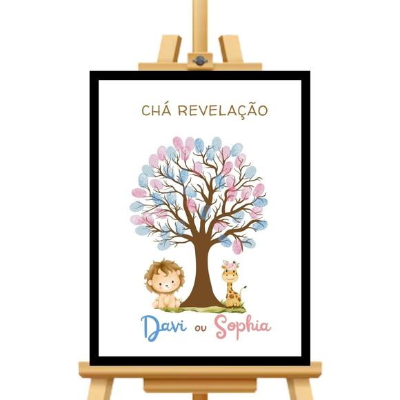 Quadro Chá Revelação Decoração Simples Safari + 2 Carimbos