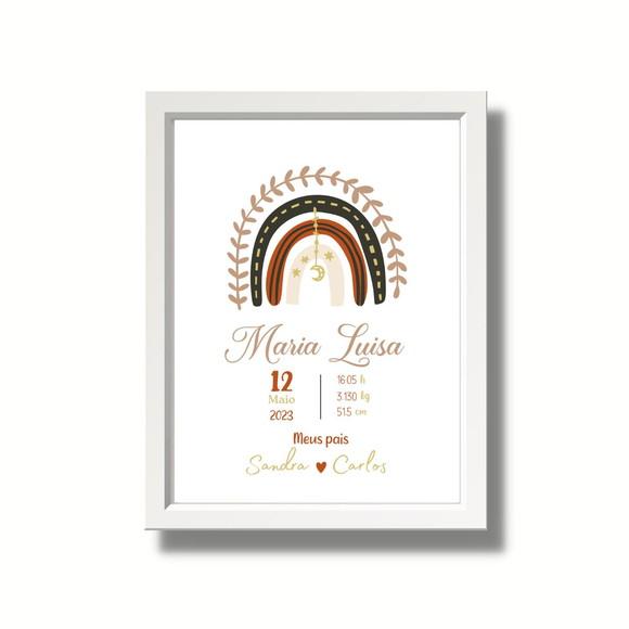 Quadro Chegada do Bebe Dados Nascimento Menina 33x43cm