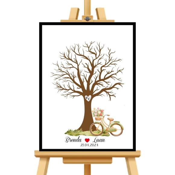 Quadro com Digitais Casamento Moldura+vidro+carimbeira 33x43