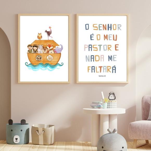 Quadro com Verso Bíblico Infantil | Moldura com Vidro 33x43