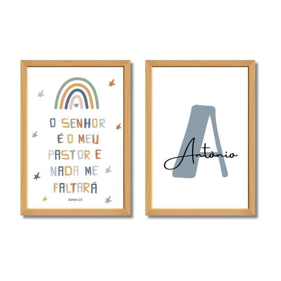 Quadro Cristão Infantil Personalizado com Versículo c/ Vidro