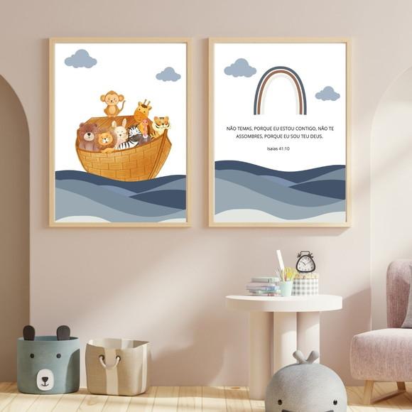 Quadro Cristão Infantil com Versículo Bíblico | com Vidro