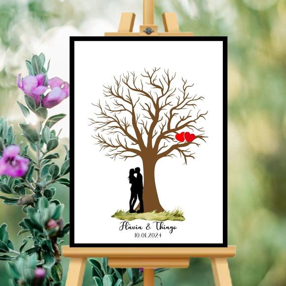 Quadro de Assinaturas Casamento Digitais Completo 33x43 cm