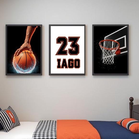 Quadro de Basquete para Quarto Gamer e Infantil com Vidro