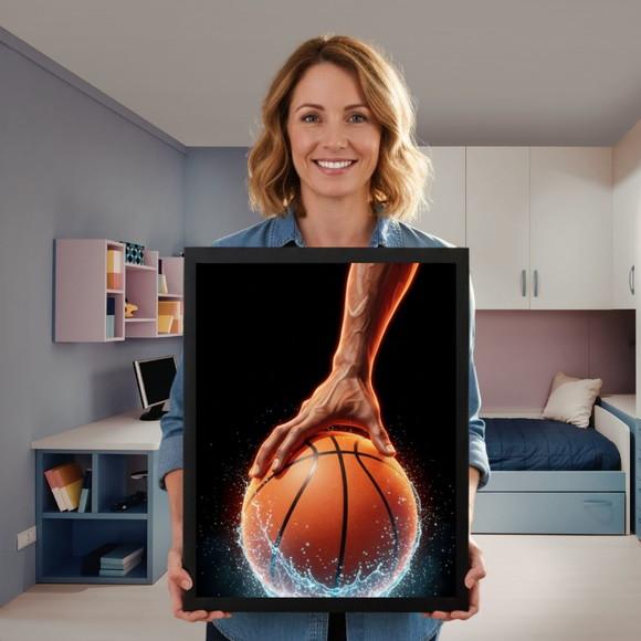 Quadro de Basquete para Quarto Gamer e Infantil com Vidro