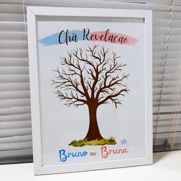 Quadro de Chá Revelação Simples com 2 Carimbeiras 33x43 cm