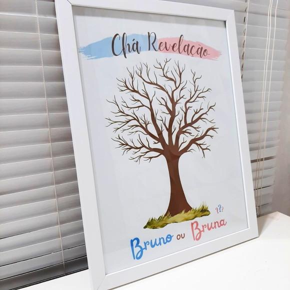 Quadro de Chá Revelação Simples com 2 Carimbeiras 33x43 cm