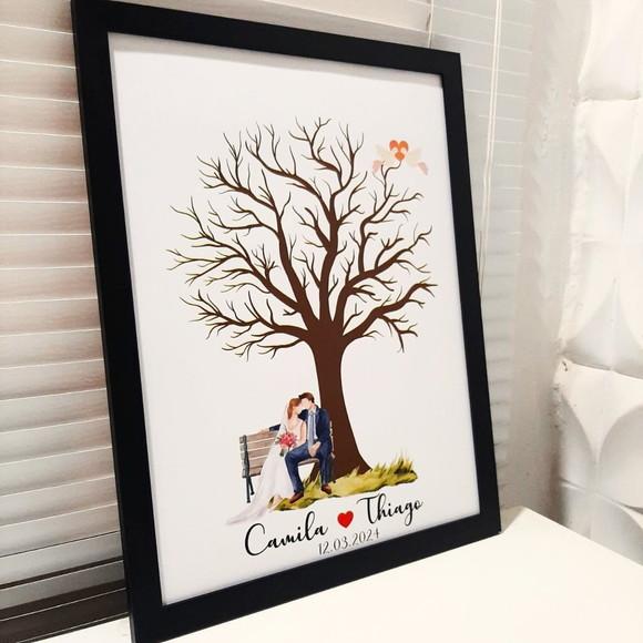Quadro de Digitais Recepção Casamento Personalizado 33x43cm