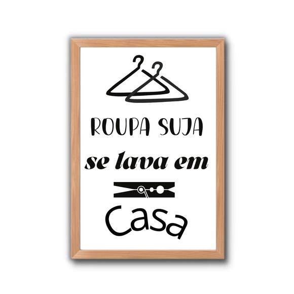 quadro de lavanderia com frase divertida com vidro 30x40cm